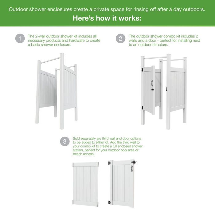 Barrette Outdoor Living 5 ft. H x 4 ft. W Vinyl Outdoor Shower Stall